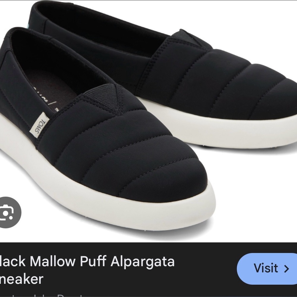 TOMS Women's Quilted Black Slip-On Shoes